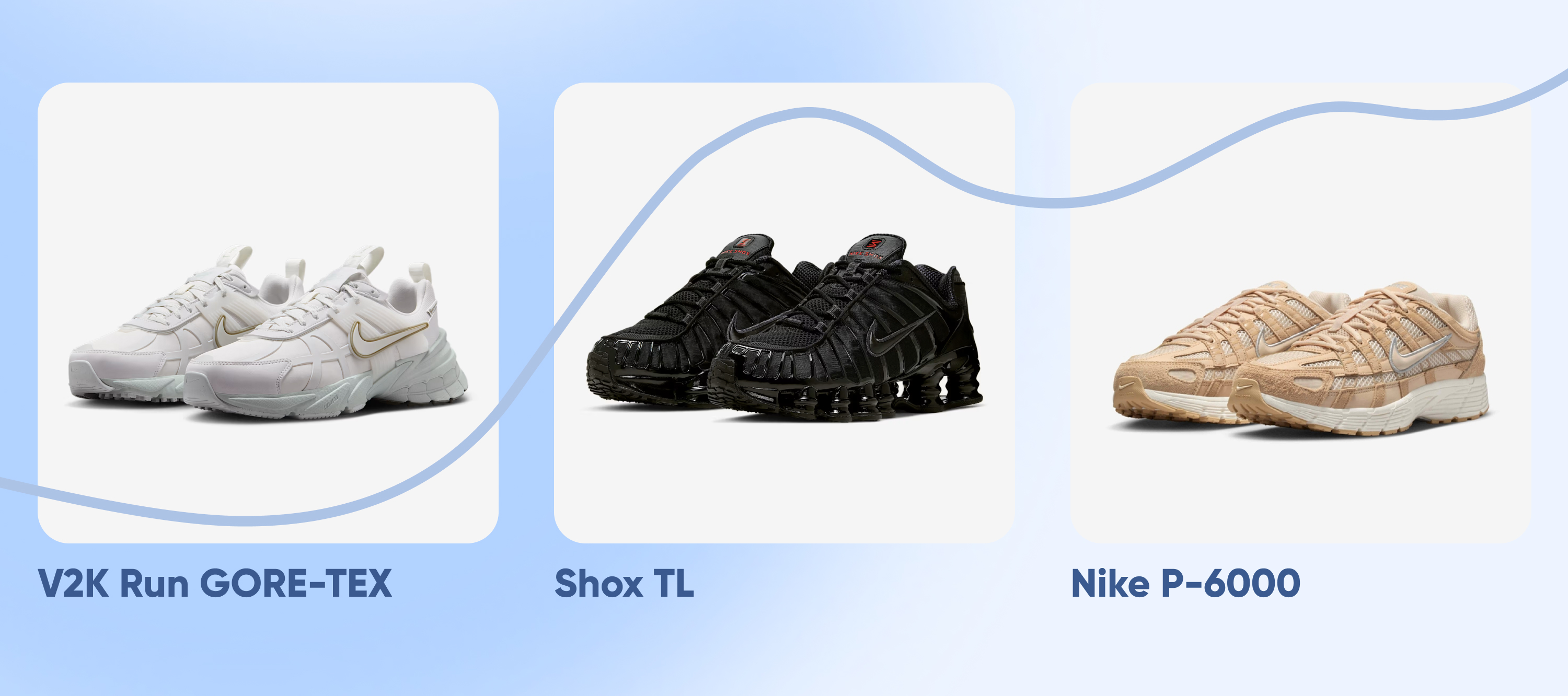 Nike V2K Run GORE-TEX, Shox TL, Nike P-6000